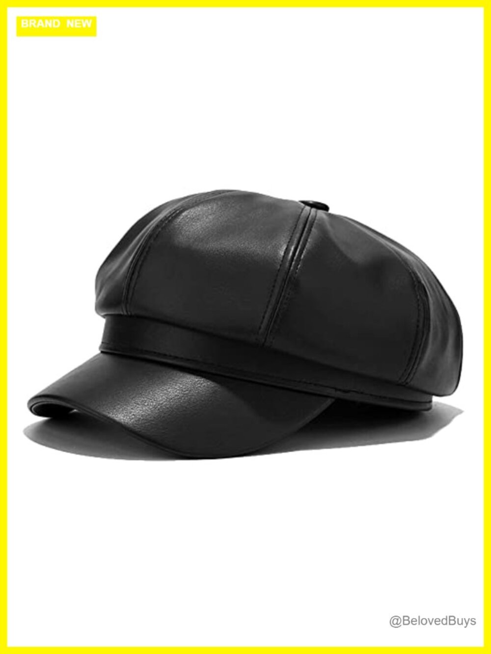 Women's PU Leather Newsboy Cap Adjustable Classic 8 Panel Hat